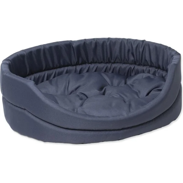 Panier Dog Fantasy ovale avec coussin bleu foncé 48x40x15cm