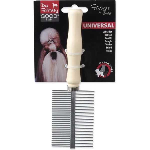 Peigne Dog Fantasy double face bois 17cm