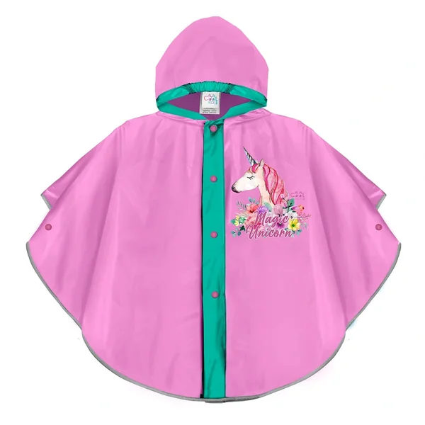 Perletti - Ponchos - Magic Unicorn Rain Poncho - Reflective - 3-6 Yrs - Girls
