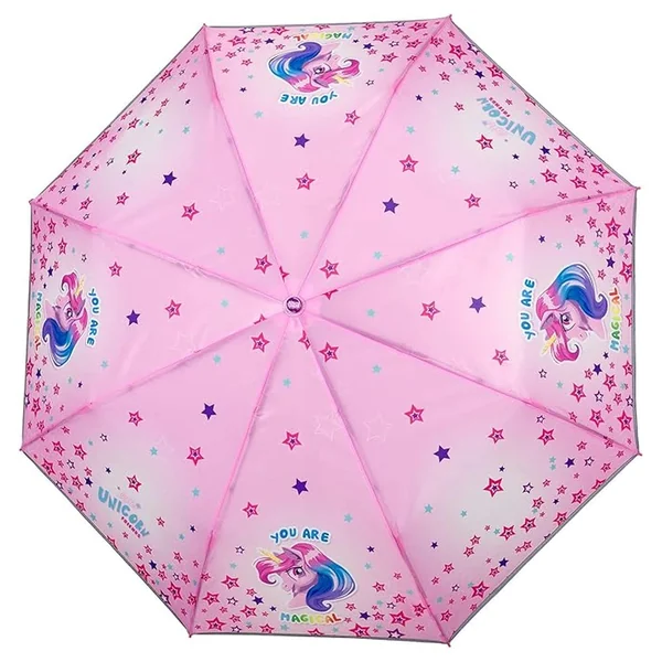 Perletti - Rain Umbrellas - Unicorn Mini Folding Umbrella - 3-6 Yrs - Reflective Safety
