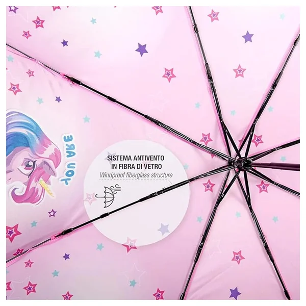 Perletti - Rain Umbrellas - Unicorn Mini Folding Umbrella - 3-6 Yrs - Reflective Safety