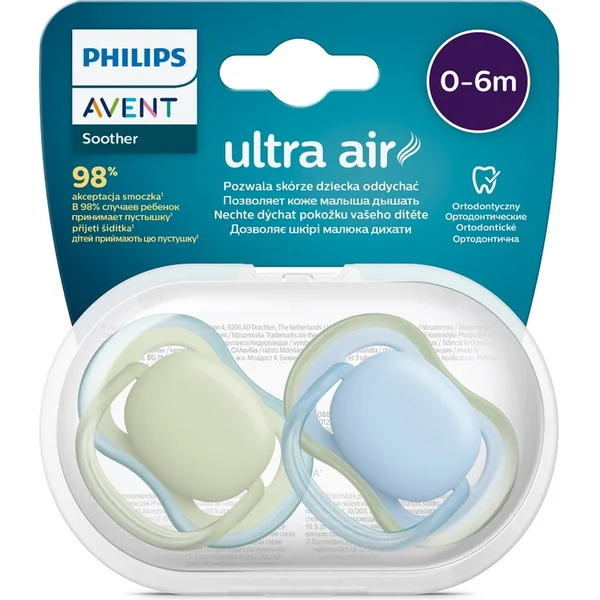 Philips AVENT Sucette Ultra air neutre 0-6m garçon bleu 2pcs