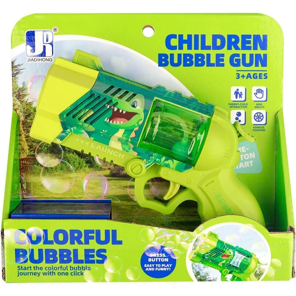 Pistolet à bulles dinosaure vert avec lumière