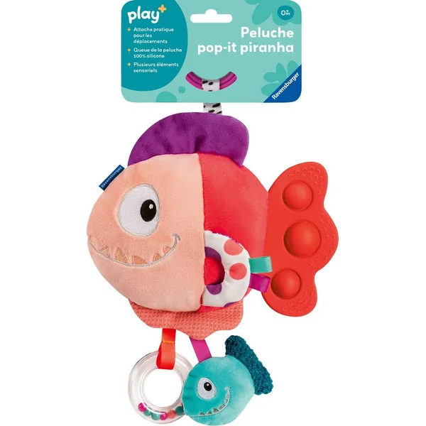 PLAY+ - PELUCHE POP-IT PIRANHA ROUGE