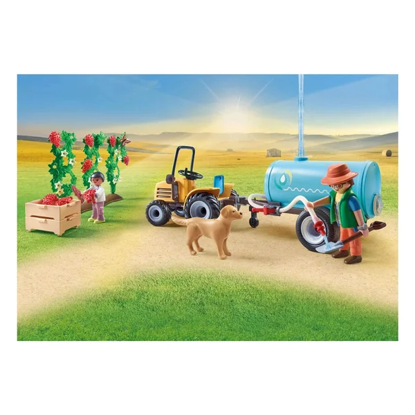 Playmobil My Life Tractor With Trailer And Water Tank - 71442