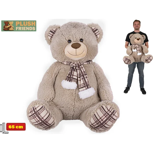 Plush Friends ours en peluche 65cm assis avec écharpe