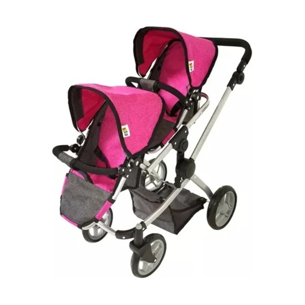 Poussette pour jumeaux - rose/noir