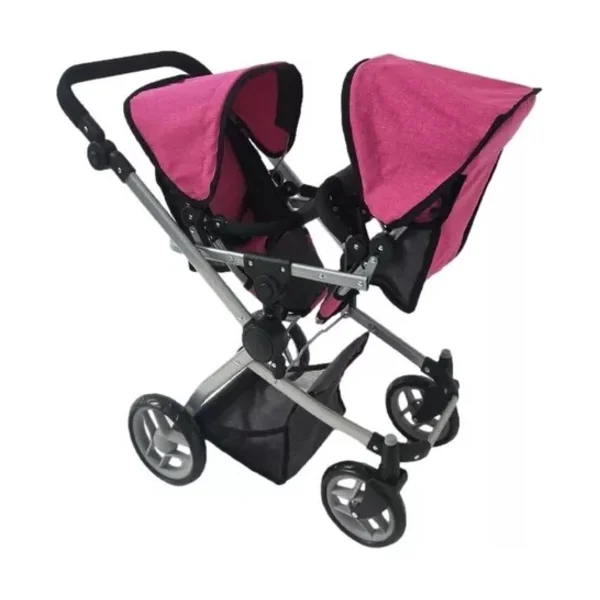 Poussette pour jumeaux - rose/noir