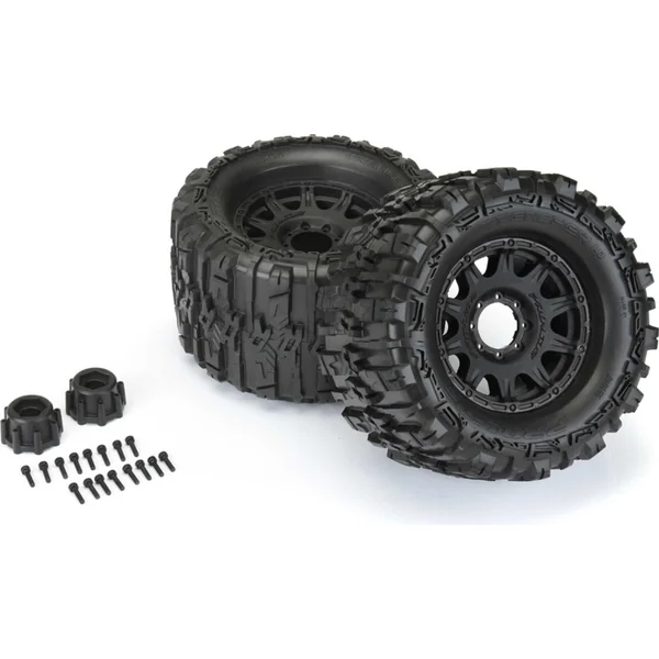 Pro-Line roue 3.8", pneu Trencher HP Belted, jante Raid H17 noir (2)