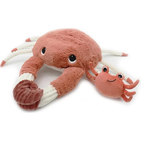PTIPOTOS Crabe en peluche Cassecou brique - maman avec bébé