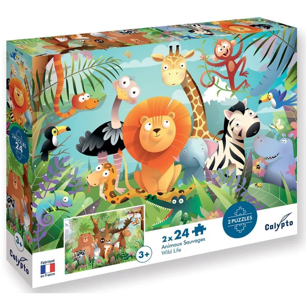 PUZZLE 24 PIECES X 2 ANIMAUX SAUVAGES