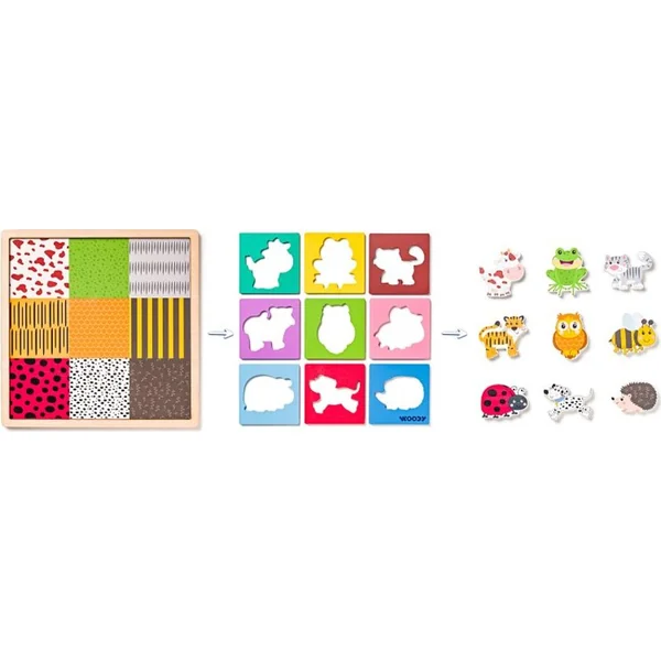 Puzzle avec des animaux, formes-couleur