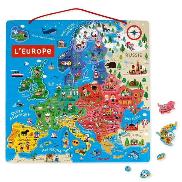 PUZZLE D'EUROPE MAGNETIQUE - EN BOIS