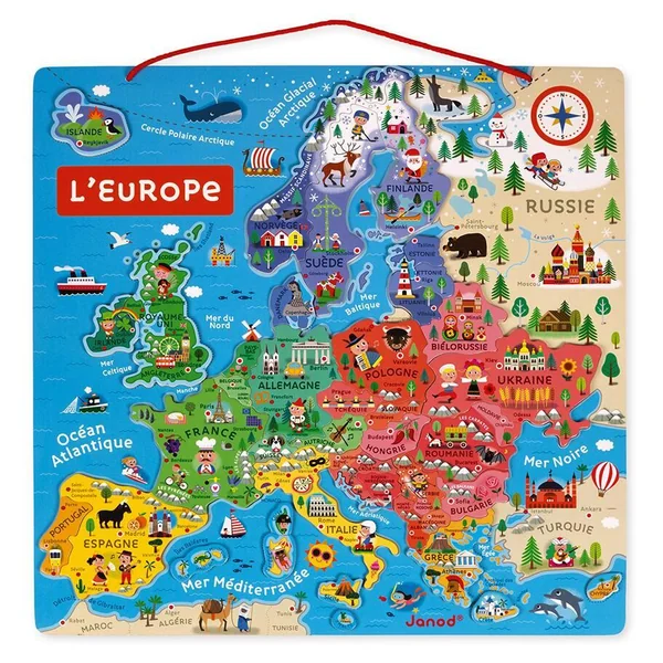 PUZZLE D'EUROPE MAGNETIQUE - EN BOIS