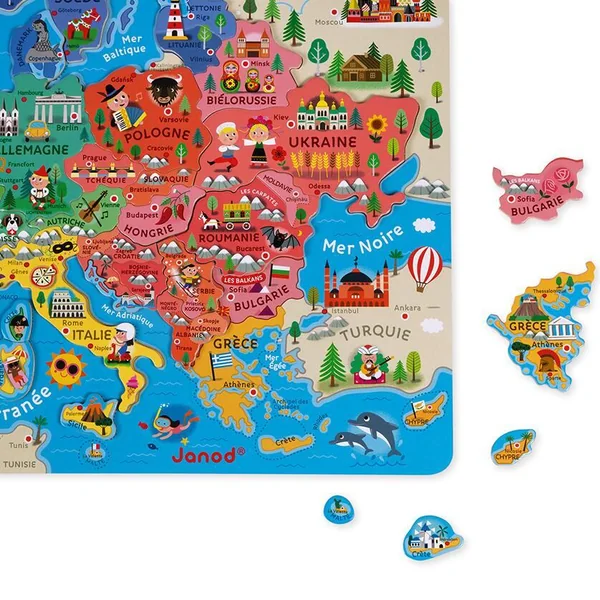 PUZZLE D'EUROPE MAGNETIQUE - EN BOIS