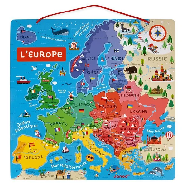 PUZZLE D'EUROPE MAGNETIQUE - EN BOIS