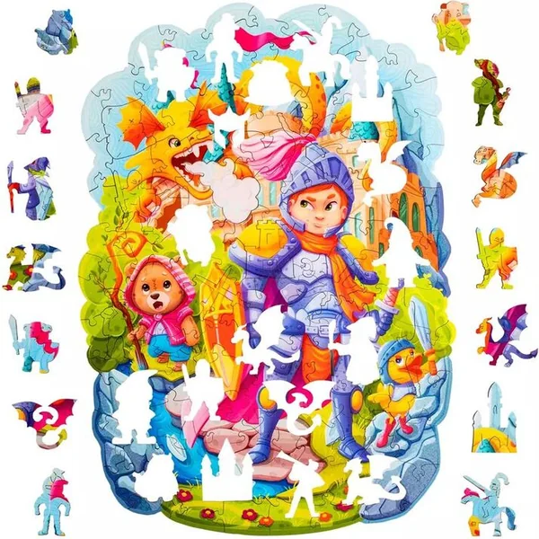PUZZLE EN BOIS COLORÉ - Chevalier courageux
