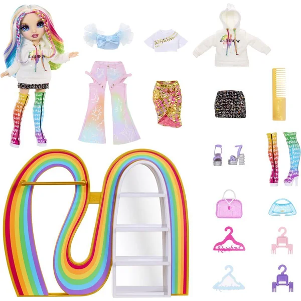 RAINBOW HIGH - GARDE-ROBE ARC-EN-CIEL AVEC POUPEE MANNEQUIN - AMAYA