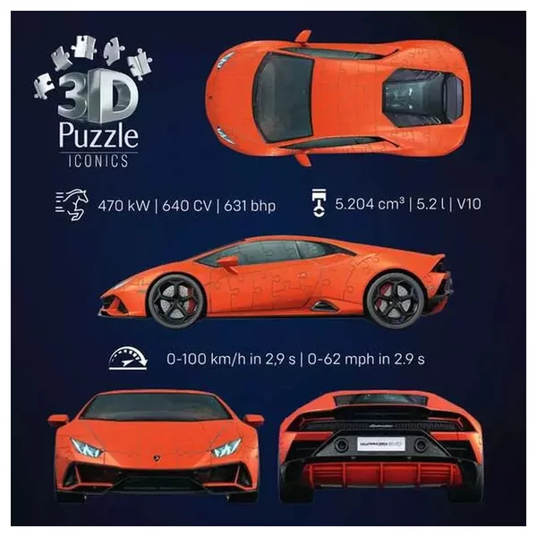 Ravensburger - Puzzles - Lamborghini Huracán EVO 3D Puzzle - Orange - 8+