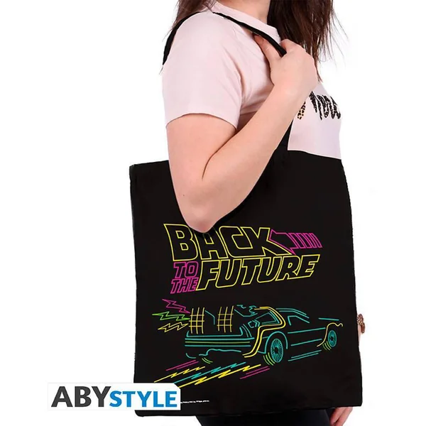 RETOUR VERS LE FUTUR TOTE BAG DELOREAN NEONS