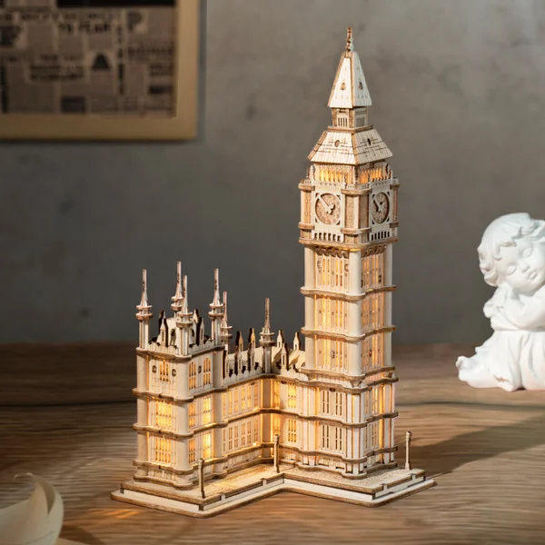 RoboTime puzzle 3D en bois tour de l'horloge Big Ben lumineux