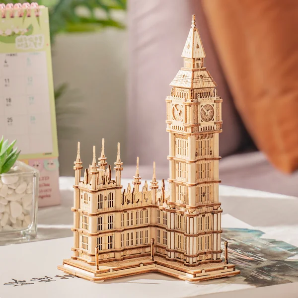 RoboTime puzzle 3D en bois tour de l'horloge Big Ben lumineux