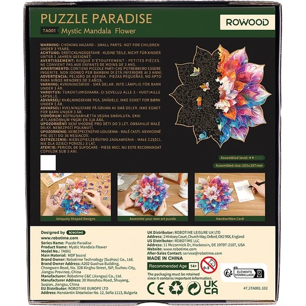 RoboTime Puzzle en bois Mandala floral