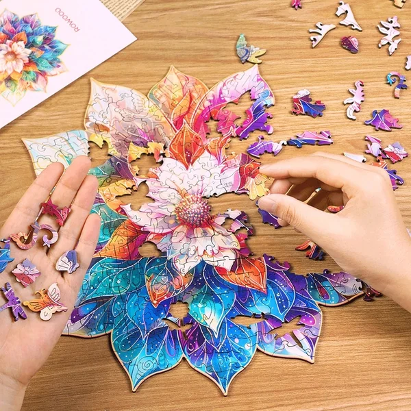 RoboTime Puzzle en bois Mandala floral