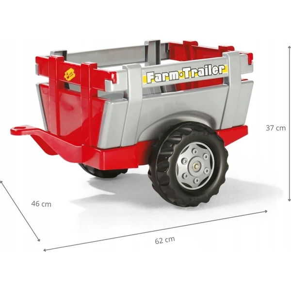 Rollytoys Remorque pour tracteur 1 essieu Farm Trailer - argent et rouge
