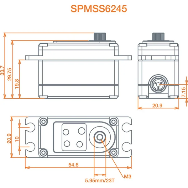 Servo Spektrum S6245 Auto Haute vitesse Couple élevé 19.1kg.cm 0.06s/60° 23T