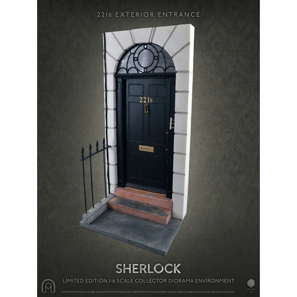 SHERLOCK: 221B ENTRANCE (DELUXE SIGNATURE EDITION, inclus une tête exclusive Sherlock Deerstalker) - diorama pour figurine articulée 1/6 30 cm