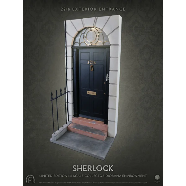 SHERLOCK: 221B ENTRANCE (DELUXE SIGNATURE EDITION, inclus une tête exclusive Sherlock Deerstalker) - diorama pour figurine articulée 1/6 30 cm