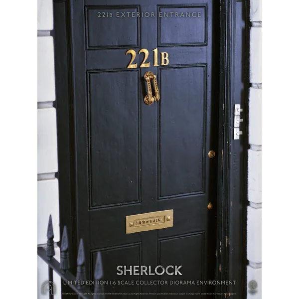 SHERLOCK: 221B ENTRANCE (DELUXE SIGNATURE EDITION, inclus une tête exclusive Sherlock Deerstalker) - diorama pour figurine articulée 1/6 30 cm