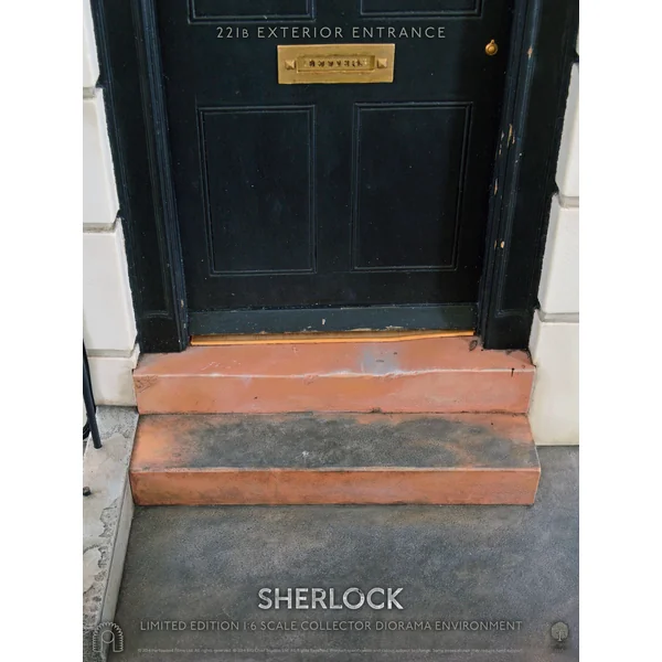 SHERLOCK: 221B ENTRANCE (DELUXE SIGNATURE EDITION, inclus une tête exclusive Sherlock Deerstalker) - diorama pour figurine articulée 1/6 30 cm