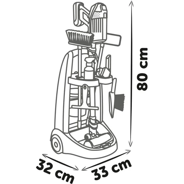 Smoby Chariot de ménage pour petite ménagère avec aspirateur balai Rowenta