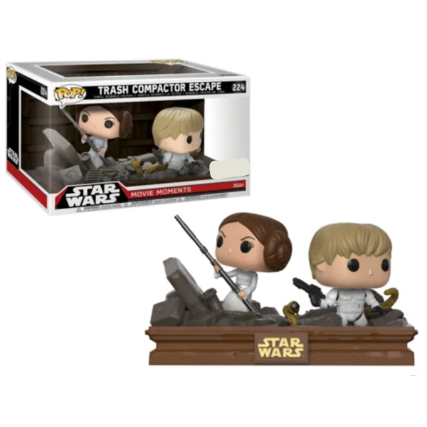 STAR WARS, EPISODE IV: MOVIE MOMENTS, TRASH COMPACTOR ESCAPE, FUNKO POP! #224 - coffret de 2 figurines bobble-head vinyl 10 cm