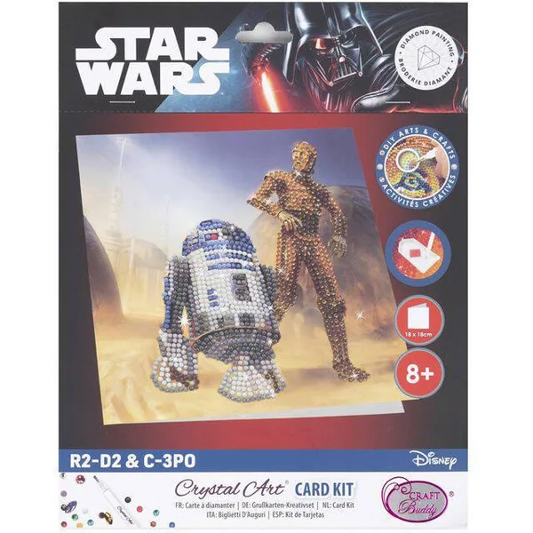 STAR WARS R2-D2 ET C-3PO CARTE A DIAMANTER 18X18CM CRYSTAL A