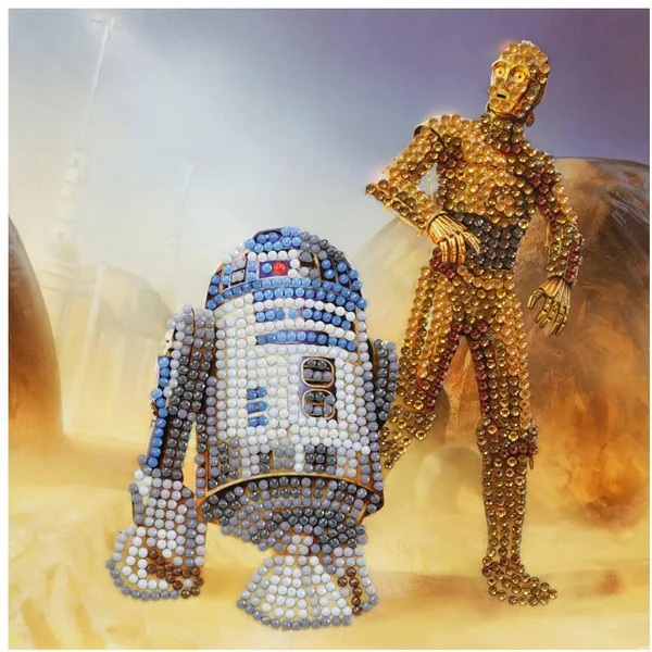 STAR WARS R2-D2 ET C-3PO CARTE A DIAMANTER 18X18CM CRYSTAL A