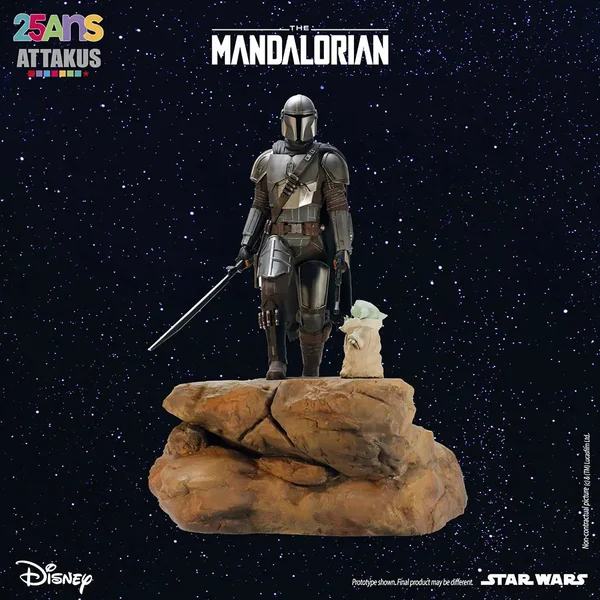 Statuette de collection Attakus Star Wars The Mandalorian & Grogu, diorama collector Classic Collection 1:5 2024 (sw108)