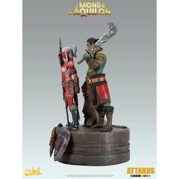 Statuette de collection Le Monde d'Aquilon - Elfes - Le Diorama des Masques - Gamme Diamant Attakus 2025 (C843)