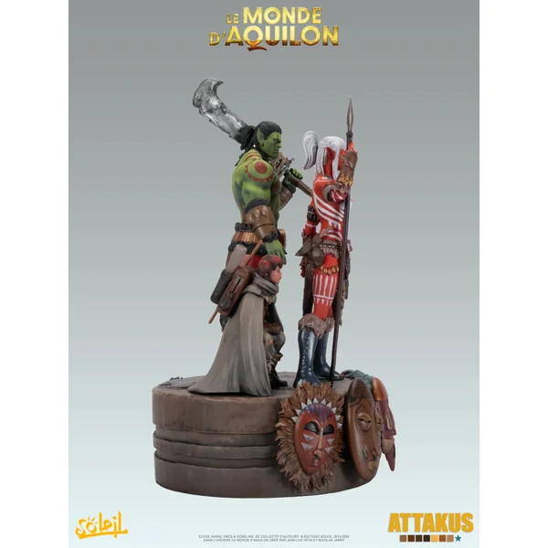 Statuette de collection Le Monde d'Aquilon - Elfes - Le Diorama des Masques - Gamme Diamant Attakus 2025 (C843)