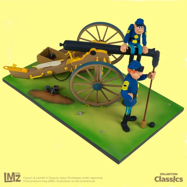 Statuette de collection Les Tuniques Bleues, Chesterfield, Blutch et le canon LMZ Collectibles 2024