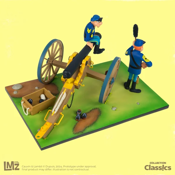 Statuette de collection Les Tuniques Bleues, Chesterfield, Blutch et le canon LMZ Collectibles 2024
