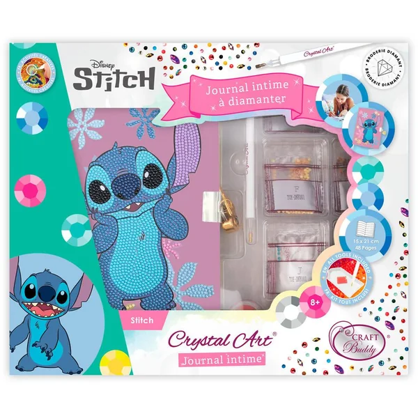 STITCH - CRYSTAL ART - COFFRET JOURNAL INTIME A DIAMANTER FLOWERS