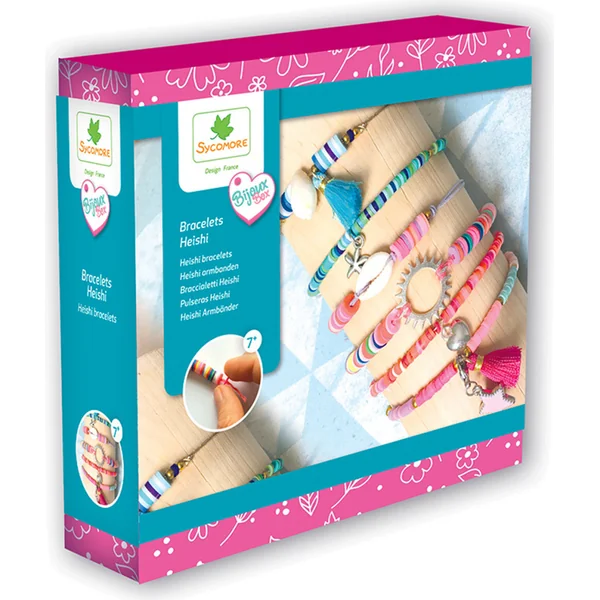Sycomore Fabrication de bijoux - bracelets en perles Heishi - bleu et rose