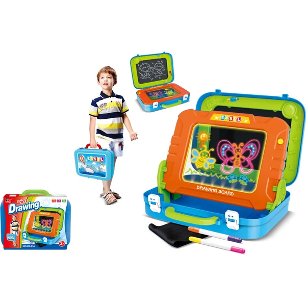 Tableau de dessin 2 en 1 fluorescent (dans une mallette)