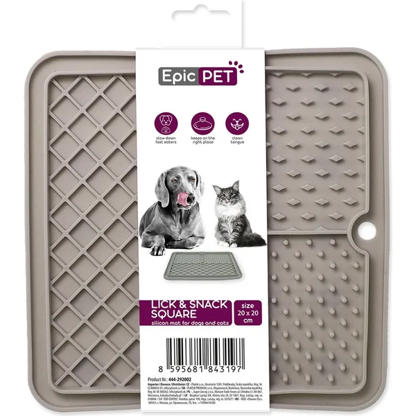 Tapis de léchage Epic Pet Lick&Snack carré gris clair 20x20cm