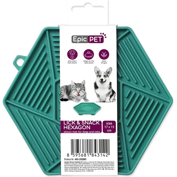 Tapis de léchage Epic Pet Lick&Snack hexagone vert clair 17x15cm