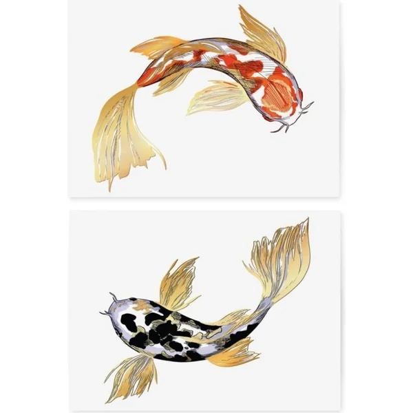 TATTonMe Tatouages métalliques pour femmes Poissons ensemble Or
