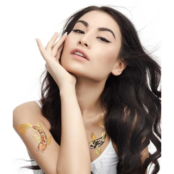 TATTonMe Tatouages métalliques pour femmes Poissons ensemble Or